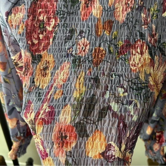 [xs] Anthropologie Rouen Top Periwinkle Purple Sheer Spring Floral Long Sleeve - Picture 5 of 11